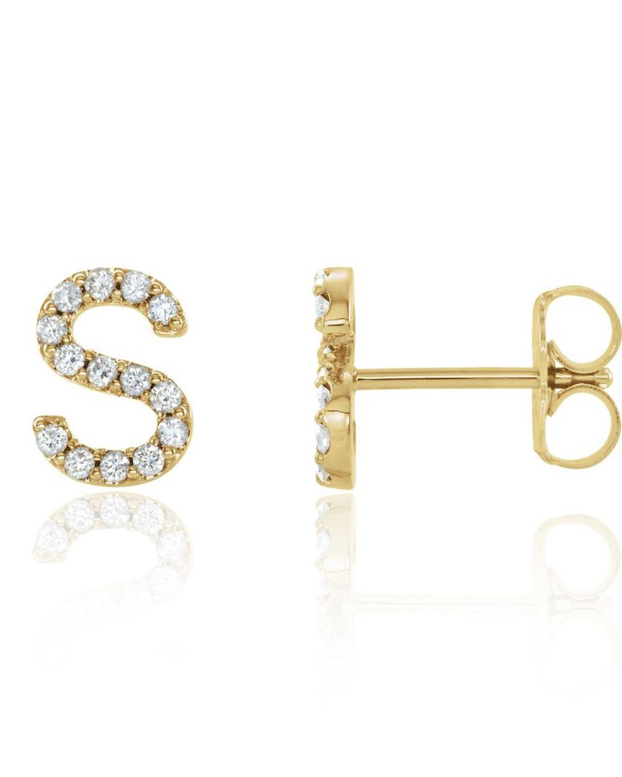 Studs Impuria Jewelry | Alphabet Crystal Pave Letter Earring Stud Set