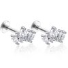 Studs Impuria Jewelry | Mai Crystal Five Leaf Lotus Ear Piercing Earring Stud Set