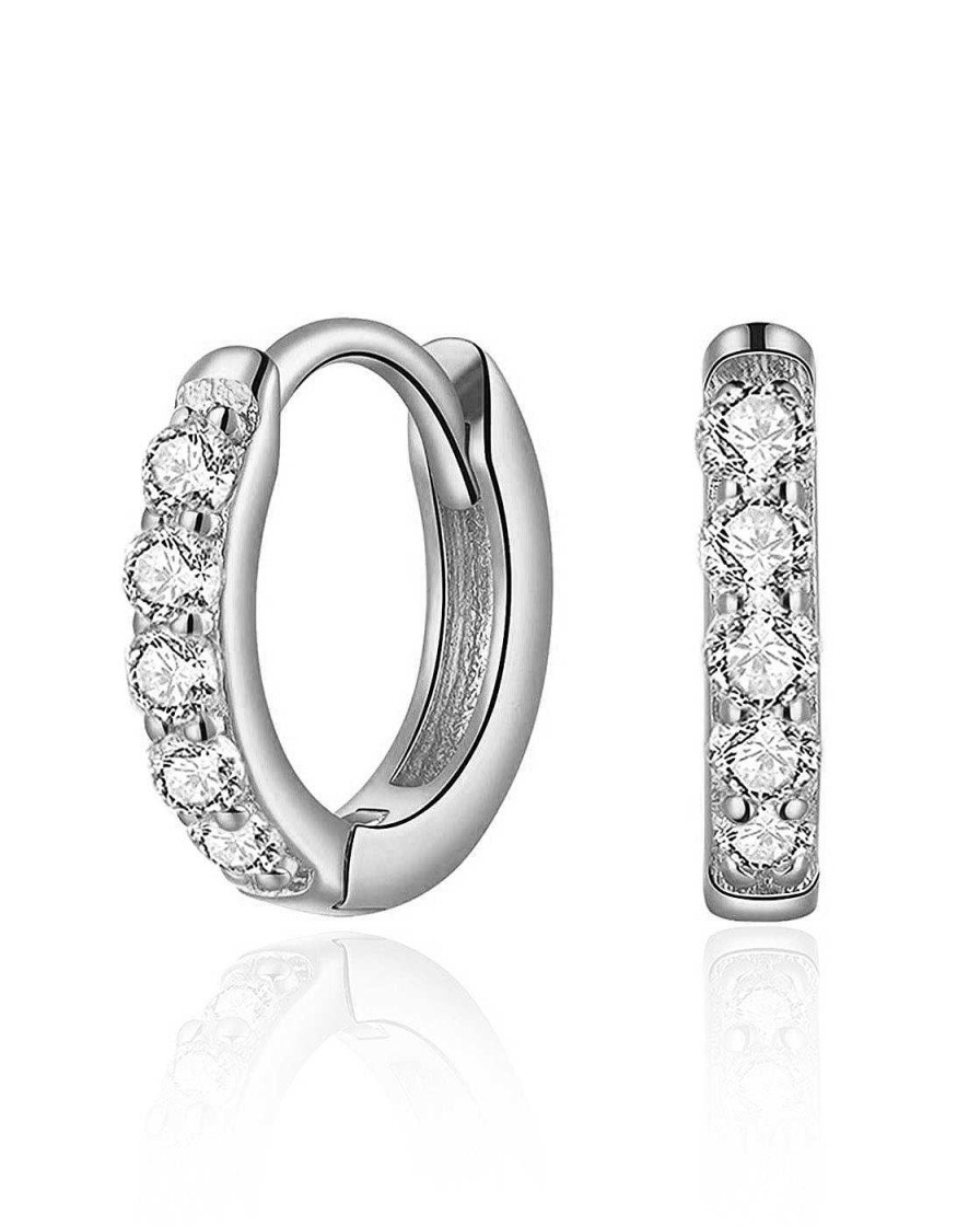 Huggie Earrings Impuria Jewelry | Glint Chunky Crystal Pave Hoop Huggie Earrings