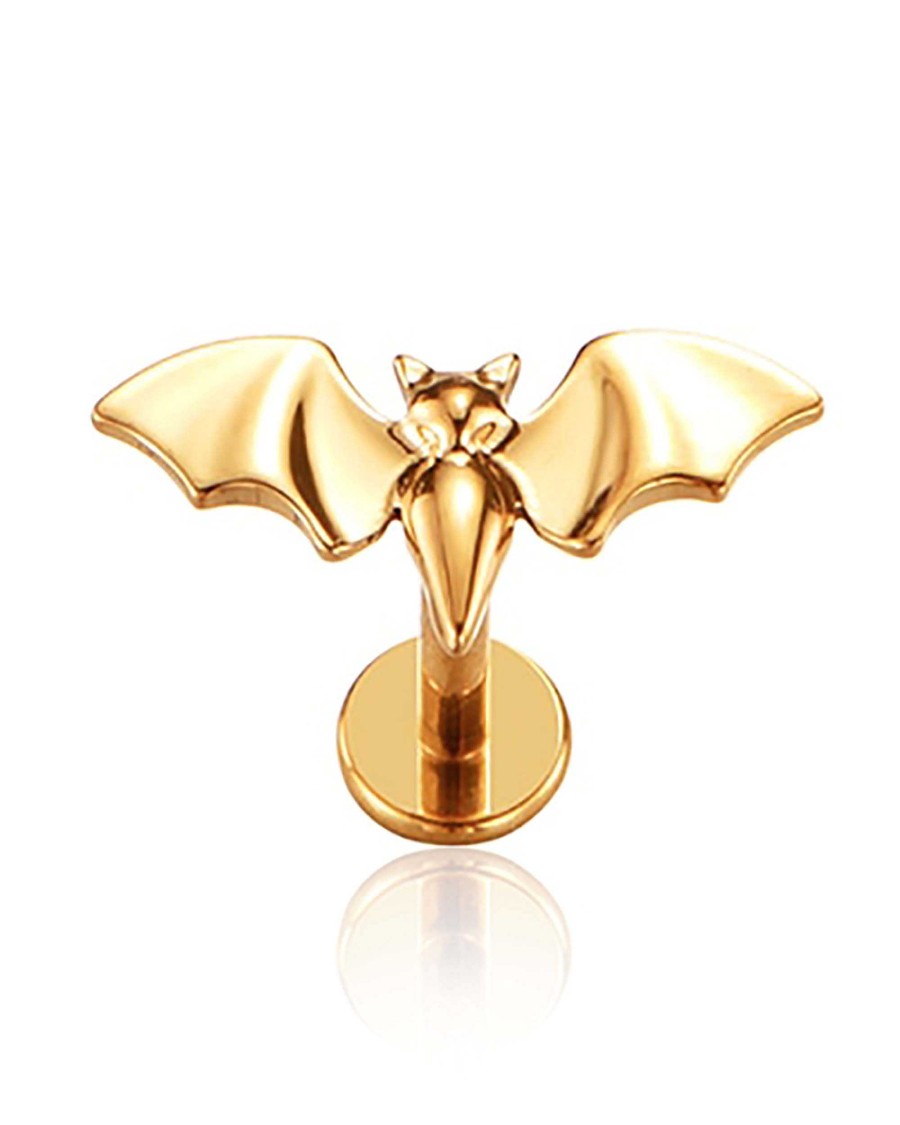 Flat Back Studs Impuria Jewelry | Buffy Polished Bat Ear Piercing Earring Stud Gold - 1 Piece