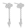 Studs Impuria Jewelry | Starlight Cloud & Lightning Bolt Drop Chain Crystal Ear Piercing Stud Earrings