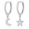 Hoops Impuria Jewelry | Alpha Moon Star Charm Drop Crystal Pave Eternity Hoop Huggie Earrings