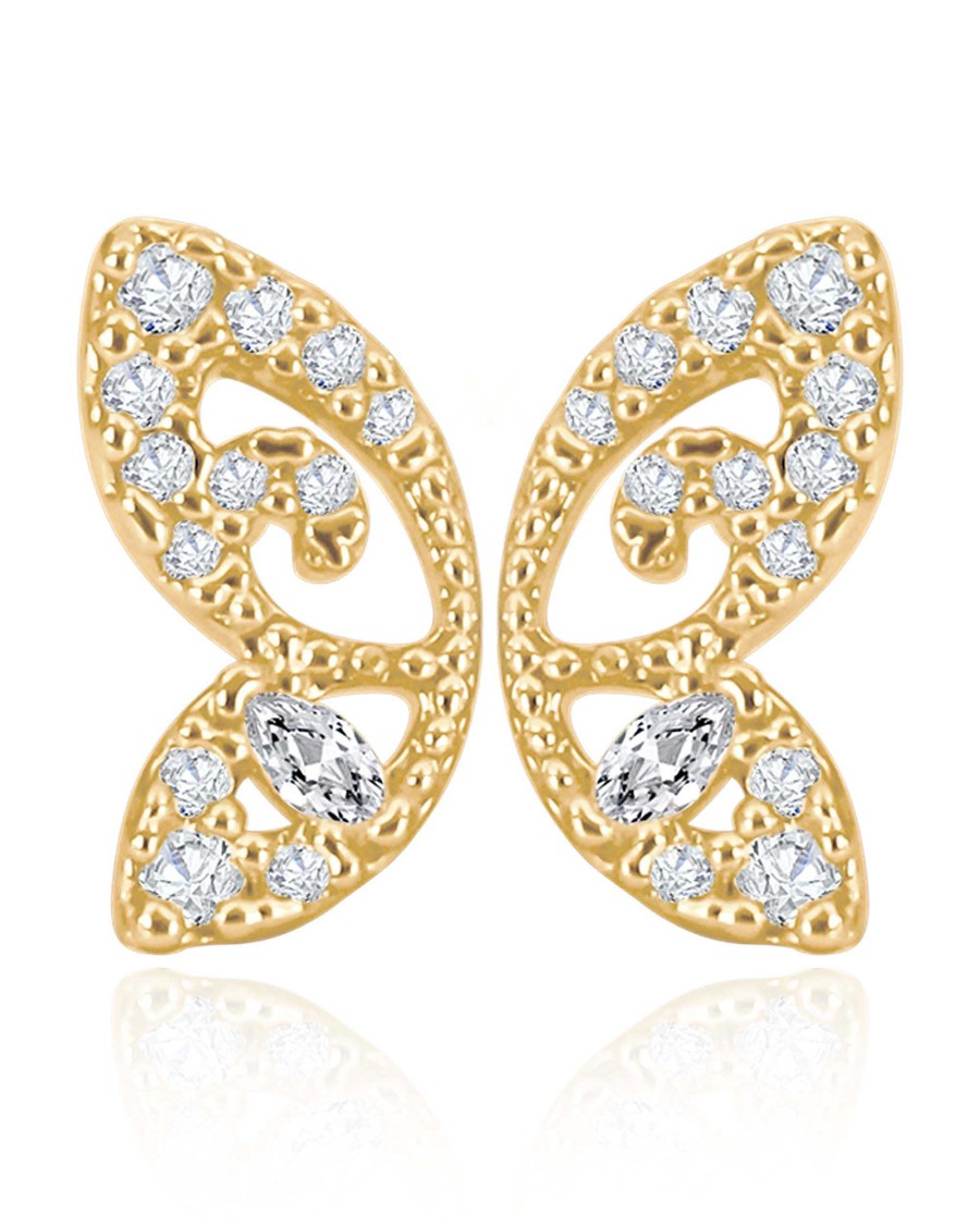 Studs Impuria Jewelry | Monarch Butterfly Wings Crystal Double Ear Piercing Earring Stud Set