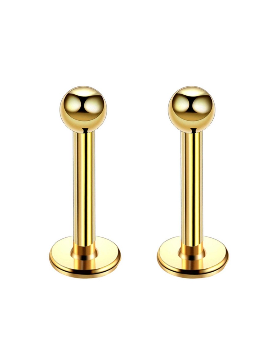 Studs Impuria Jewelry | Val Polished Ball Threaded Ear Piercing Earring Stud Set