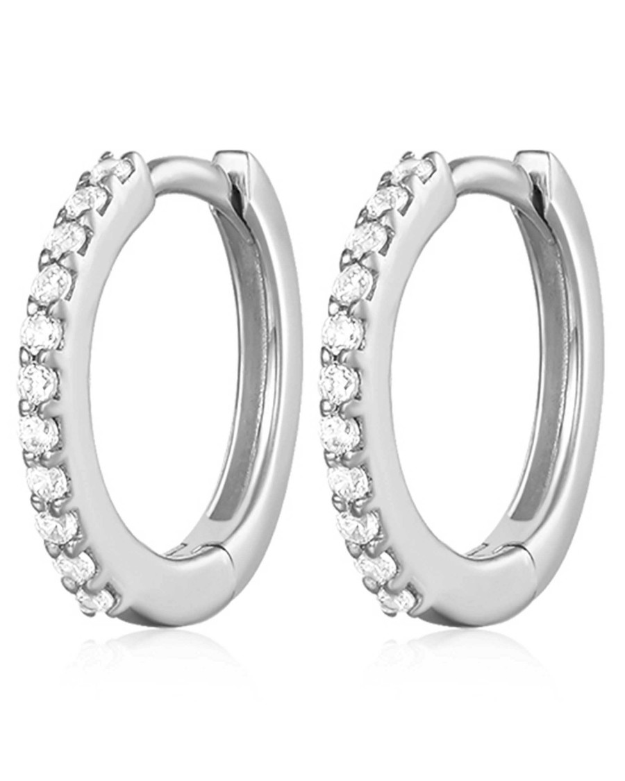 Huggie Earrings Impuria Jewelry | Jane Crystal Pave Eternity Hoop Huggie Earrings