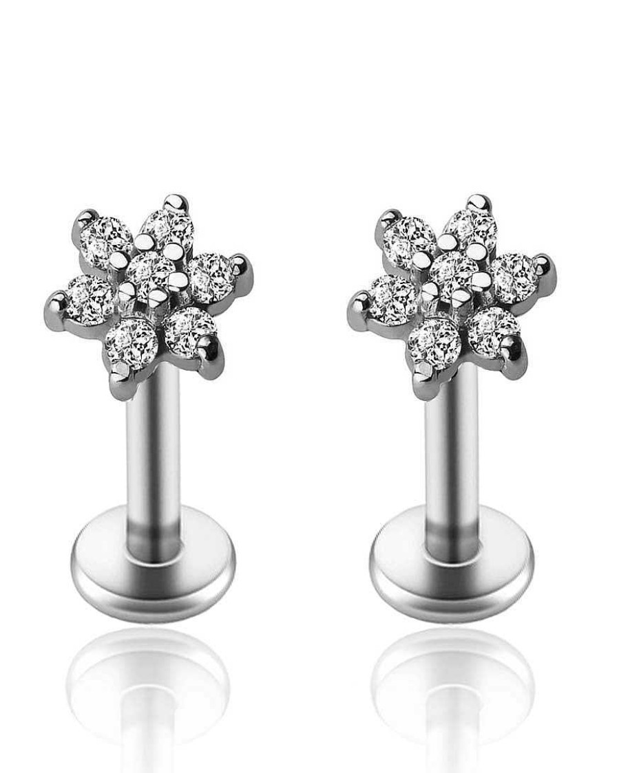 Studs Impuria Jewelry | Miki Crystal Flower Ear Piercing Earring Stud Set