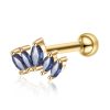 Studs Impuria Jewelry | Merlin Blue Crystal Five Marquise Lotus Ear Piercing Earring Stud Gold - 1 Piece