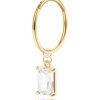 Hoops Impuria Jewelry | Belamy Baguette Crystal Drop Polished Hinged Segment Hoop Ring Clicker Clear Crystal