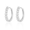 Huggie Earrings Impuria Jewelry | Jules Crystal Bezel Milgrain Hoop Huggie Earrings