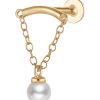 Studs Impuria Jewelry | Absolute Hidden Helix Pearl Chain Drop Ear Piercing Earring Stud Gold - 1 Piece