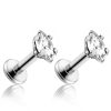 Studs Impuria Jewelry | Vida Crystal Marquise Threaded Prong Ear Piercing Earring Stud Set Silver