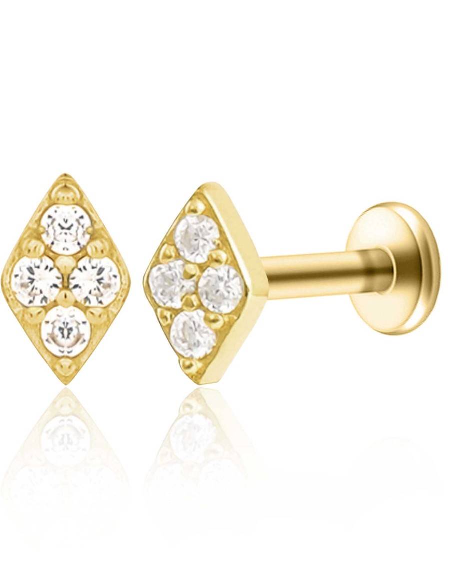 Flat Back Studs Impuria Jewelry | Chance Crystal Rhombus Ear Piercing Earring Stud Set