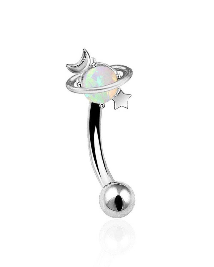 Curved Barbells Impuria Jewelry | Astra Opal Moon & Stars Ear Piercing Jewelry Curved Barbell