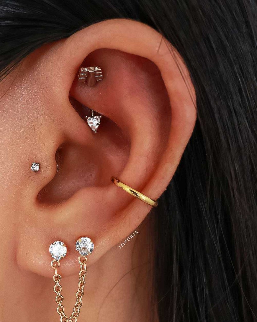 Studs Impuria Jewelry | Vega Crystal Star Dangle Ear Piercing Earring Stud Set