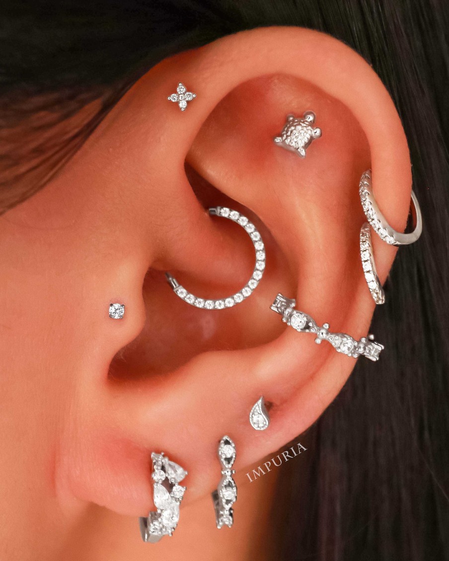 Studs Impuria Jewelry | Shelly Turtle Polished Ear Piercing Earring Stud Set Silver