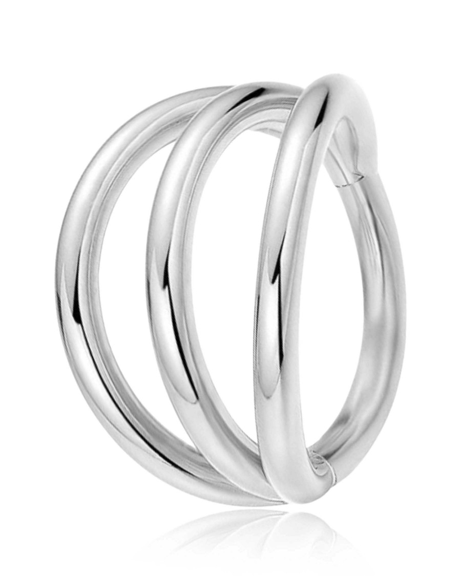 Hoops Impuria Jewelry | Infinity Triple Criss Cross Pave Eternity Hinged Segment Hoop Ring Clicker