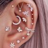 Studs Impuria Jewelry | Bloom Crystal Flower Ear Piercing Earring Stud Set Silver - 1 Piece