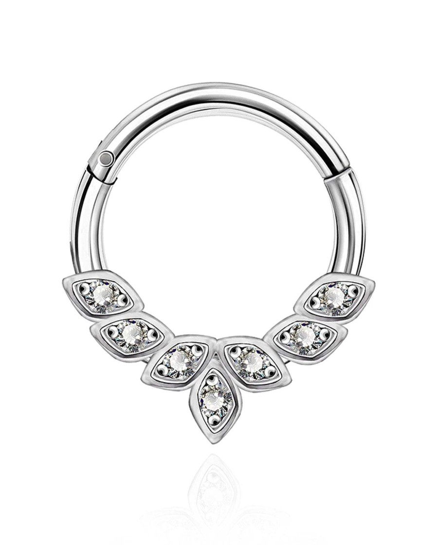 Hoop Clickers Impuria Jewelry | Laila Crystal Angel Wing Ear Piercing Ring Hoop Clicker