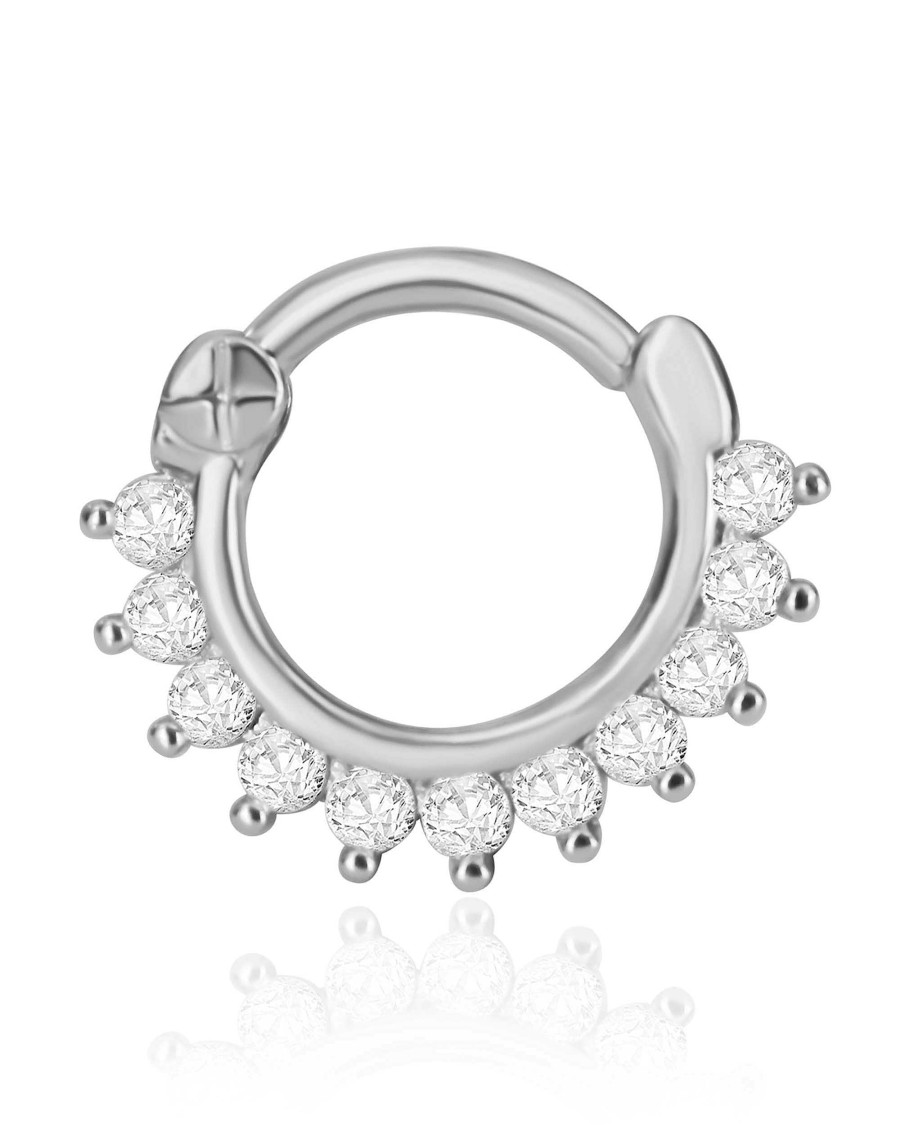 Hoop Clickers Impuria Jewelry | Divine Crystal Prong Earring Ear Piercing Ring Hoop Clicker