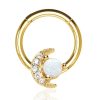 Hoop Clickers Impuria Jewelry | Venus Celestial Moon & Star Opal Ear Piercing Ring Hoop Clicker Gold