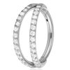 Hoops Impuria Jewelry | Equinix Double Crystal Criss Cross Pave Eternity Hinged Segment Hoop Ring Clicker