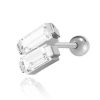 Studs Impuria Jewelry | Liz Double Baguette Crystal Ear Piercing Earring Stud Silver