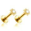 Studs Impuria Jewelry | Soleil Starburst Crystal Ear Piercing Earring Stud Set Gold