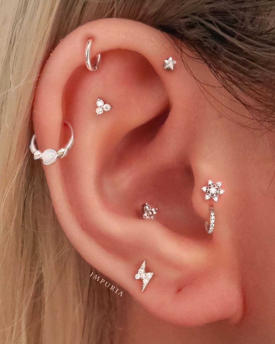 Studs Impuria Jewelry | Blink Crystal Lightning Bolt Ear Piercing Earring Stud Set