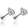 Flat Back Studs Impuria Jewelry | Pluie Teardrop Crystal Prong Ear Piercing Earring Stud Set