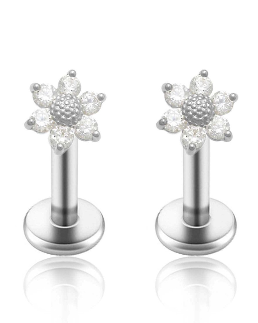 Flat Back Studs Impuria Jewelry | Sunshine Sunflower Crystal Ear Piercing Earring Stud Set