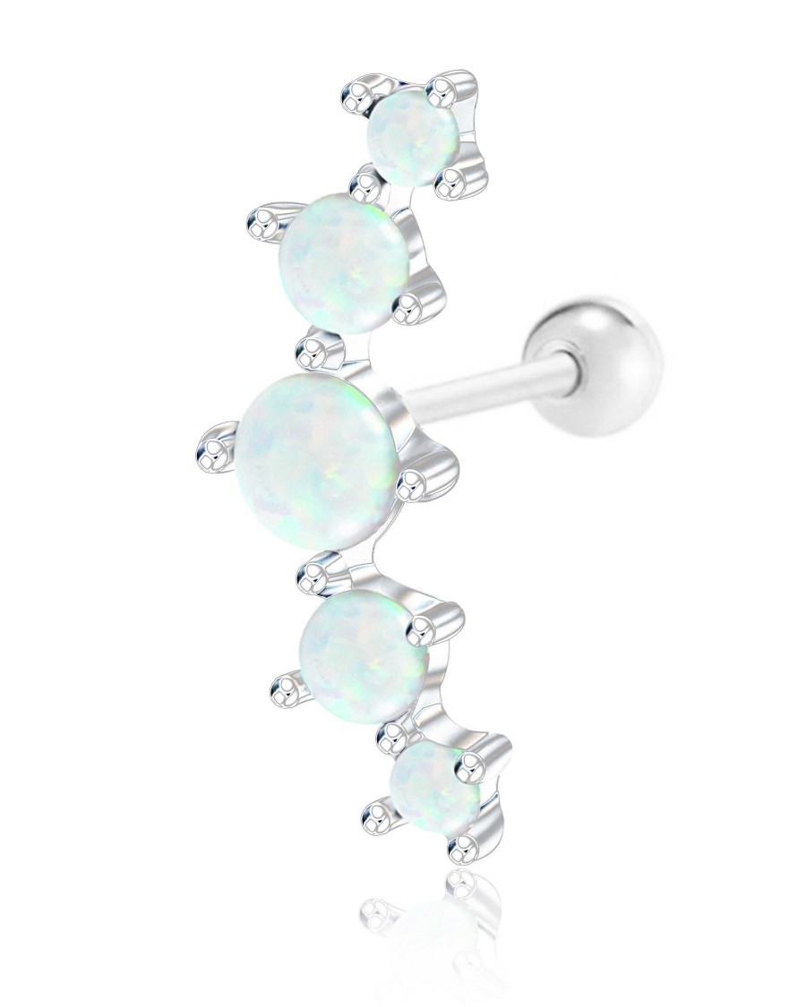 Studs Impuria Jewelry | Nymph Five Moonlight Resin Prong Ear Piercing Earring Stud Silver - 1 Piece