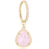 Hoop Clickers Impuria Jewelry | Jewel Pink Quartz Crystal Gemstone Drop Hinged Segment Hoop Ring Clicker