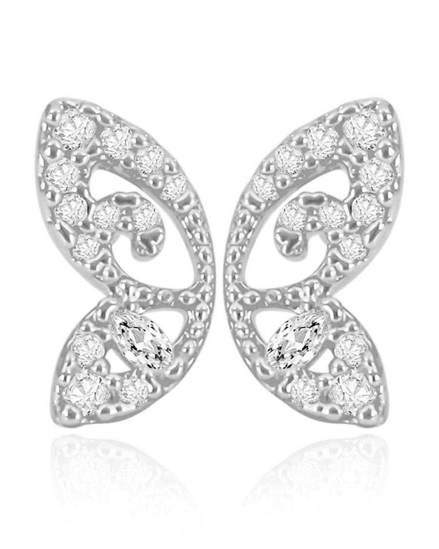 Studs Impuria Jewelry | Monarch Butterfly Wings Crystal Double Ear Piercing Earring Stud Set