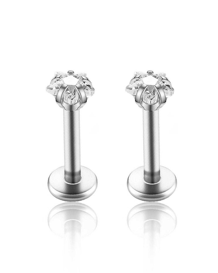 Flat Back Studs Impuria Jewelry | Sparkle Crystal Star Prong Ear Piercing Earring Stud Set