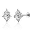 Studs Impuria Jewelry | Enya Crystal Milgrain Ear Piercing Earring Stud Set Silver