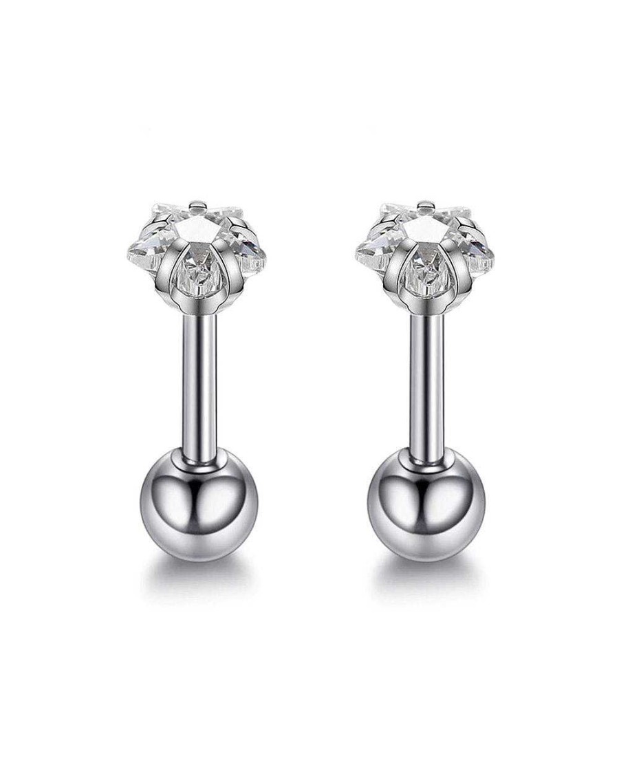 Flat Back Studs Impuria Jewelry | Sparkle Crystal Star Prong Ear Piercing Earring Stud Set