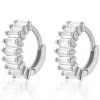 Huggie Earrings Impuria Jewelry | Genevieve Crystal Baguette Eternity Hoop Huggie Earrings