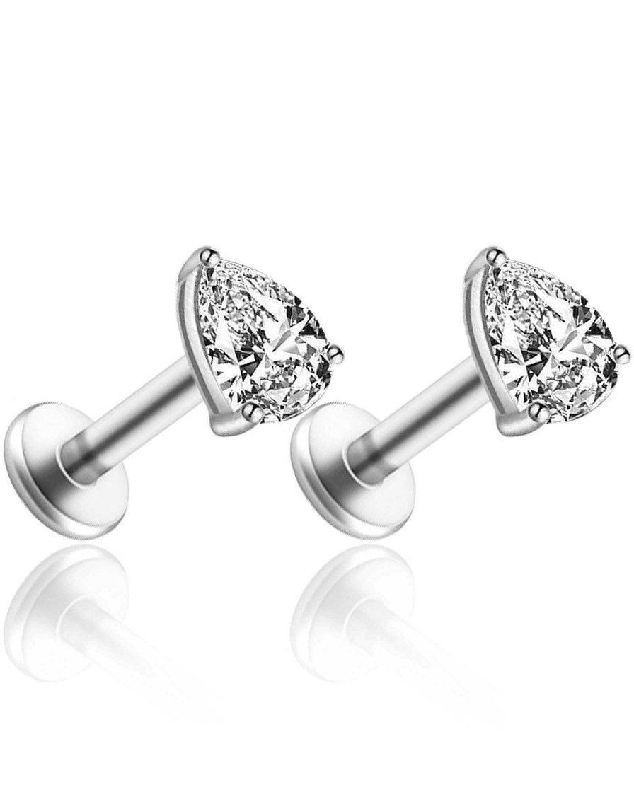 Studs Impuria Jewelry | Pluie Teardrop Crystal Prong Ear Piercing Earring Stud Set