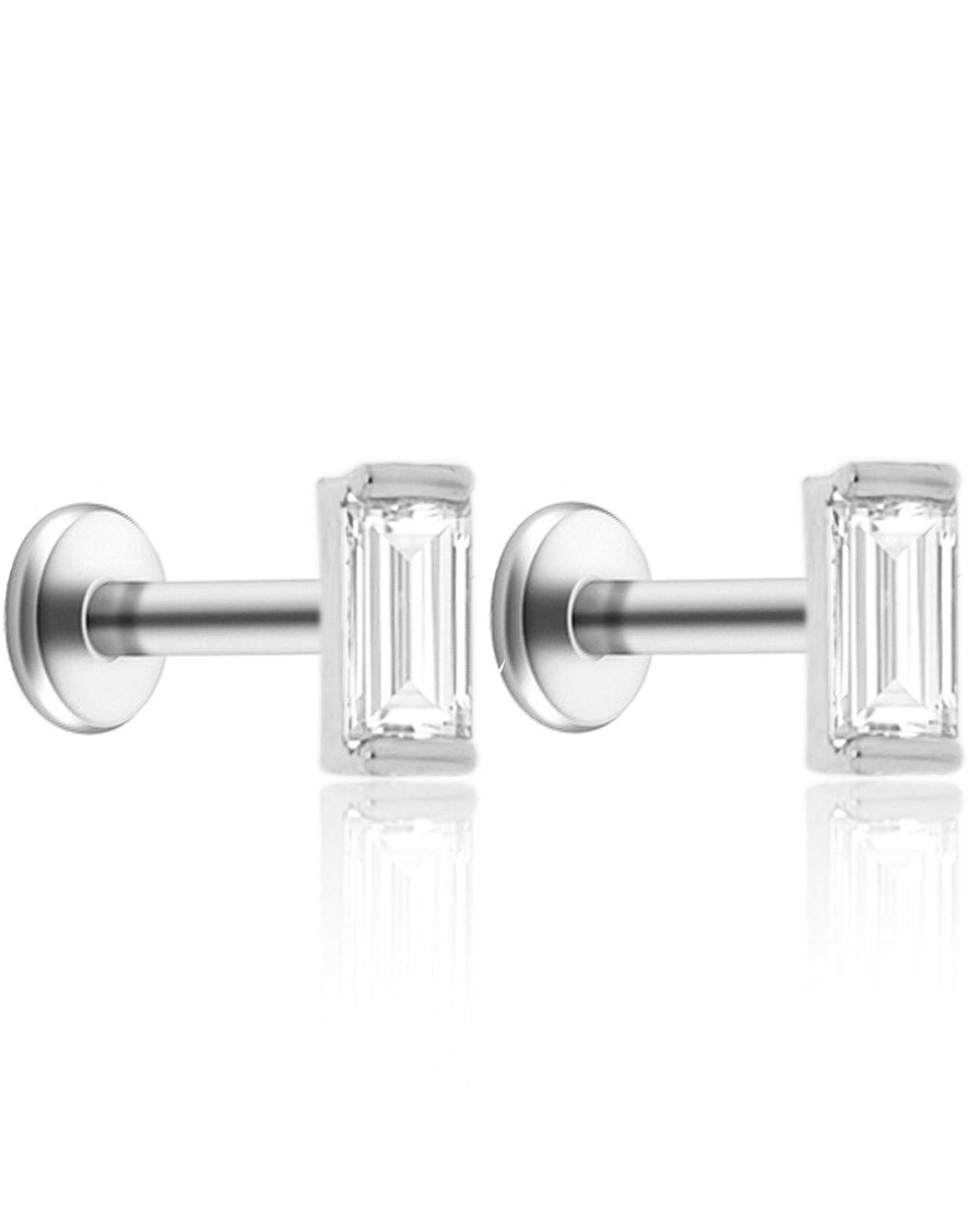 Studs Impuria Jewelry | Lucine Baguette Crystal Ear Piercing Earring Stud Set