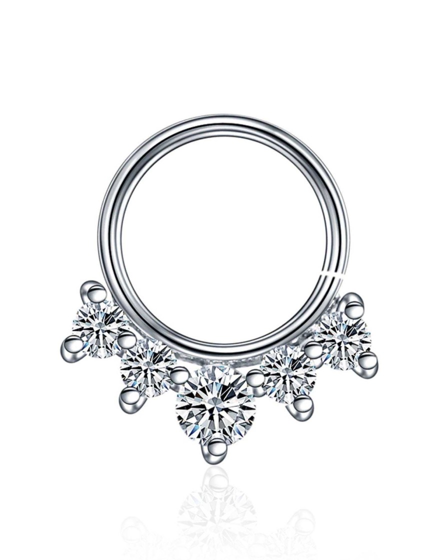 Hoops Impuria Jewelry | Sophie 5 Crystal Prong Earring Ear Piercing Ring Hoop