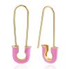 Hoops Impuria Jewelry | Paperclip Enamel Hoop Earring Gold & Pink - 1 Pair