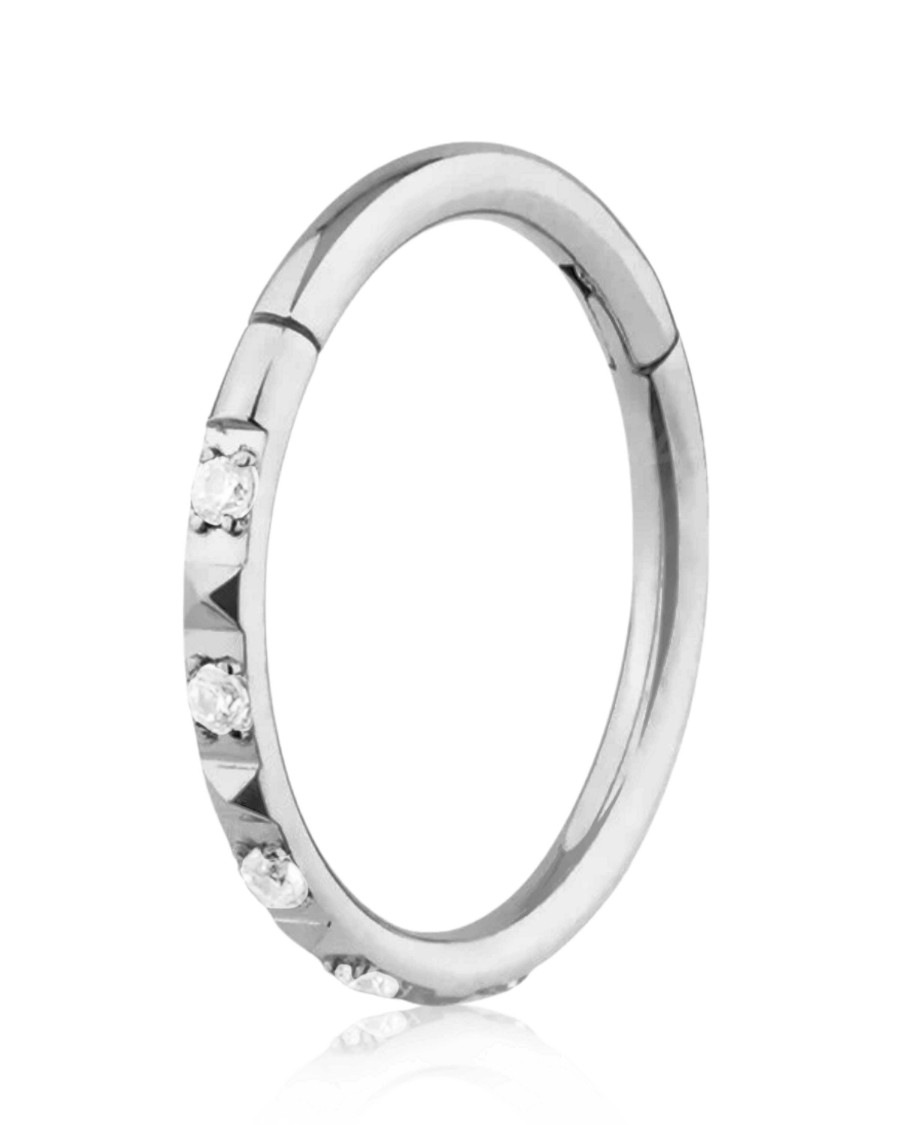 Hoops Impuria Jewelry | Brilliance Eternity Hinged Segment Hoop Ring Clicker