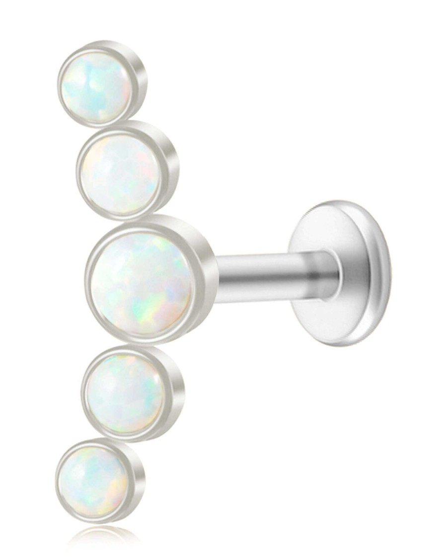 Flat Back Studs Impuria Jewelry | Hypnosis Opal Cluster Bezel Ear Piercing Earring Stud