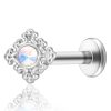 Flat Back Studs Impuria Jewelry | Shrina Aurora Borealis Crystal Fleur Ear Piercing Earring Stud Silver - 1 Piece