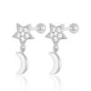 Studs Impuria Jewelry | Polarius Star Moon Drop Ear Piercing Earring Stud Set