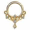 Hoops Impuria Jewelry | Sapphira Crystal Daith Ear Piercing Ring Hoop Clicker Gold - 1 Piece