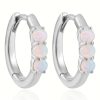 Hoops Impuria Jewelry | Mystic Triple Opal Polished Eternity Hoop Huggie Earrings