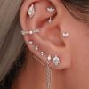 Flat Back Studs Impuria Jewelry | Kimi Crystal Milgrain Ear Piercing Earring Stud Set Silver