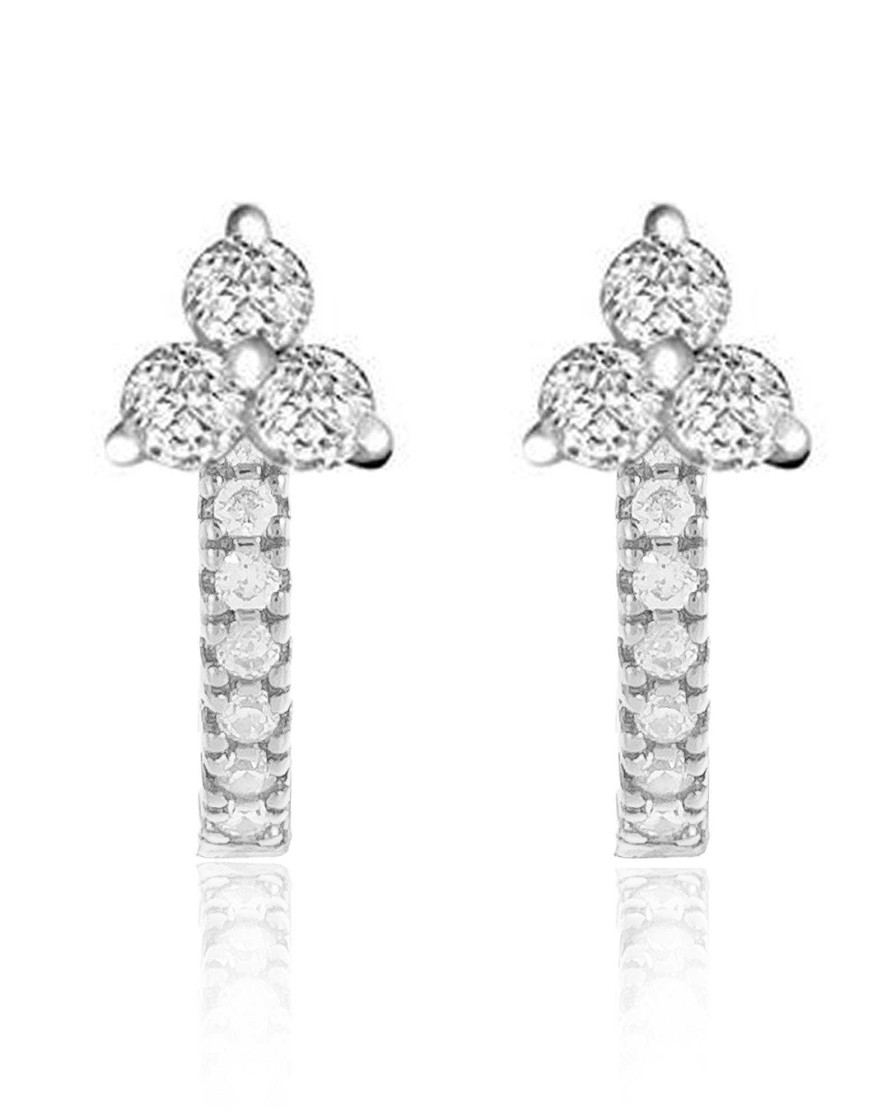 Huggie Earrings Impuria Jewelry | Kaia Crystal Lotus Pave Eternity Hoop Huggie Earrings