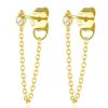 Studs Impuria Jewelry | Halona Trinity Ball Crystal Bezel Chain Drop Earring Stud Set